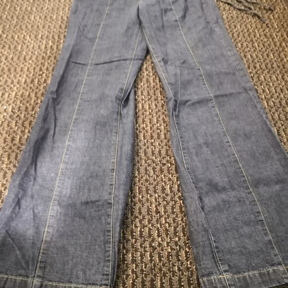 Calvin Klein Wide Leg Side Tie Denim Jeans 2 Boho 70s Look Festival Hippie EDM - Picture 3 of 12